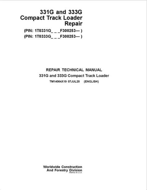 john deere skid steer service manual|john deere 333g owners manual.